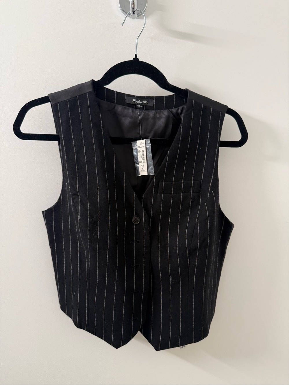 Madewell Black Pinstripe Vest Set with Skirt